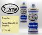 Preview: Porsche, Sweet Date Gold Metallic, C1Y / 4T: 400ml Sprühdose + 400ml Klarlack - Set, von ATW Autoteile West.